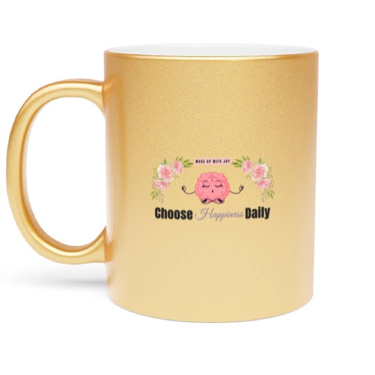 Choose Happiness Brain Zen - Therapist Wellness Metallic Mugs