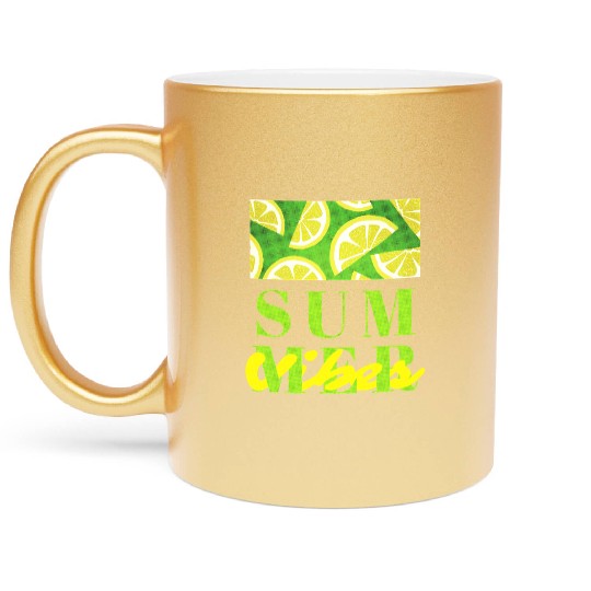 Lemon Fresh Summer Mood – Minimalist Citrus Art Metallic Mugs