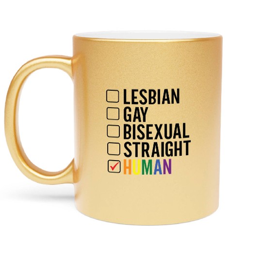 Gay Pride lesbian gay bisexual straight human Metallic Mugs