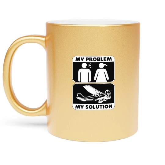 Aerobatic Pilot My Problem My Pictogram Mom Dad Metallic Mugs