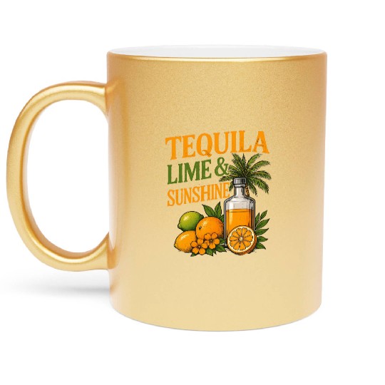 Summer Vacation Tequila Lime Sunshine Metallic Mugs