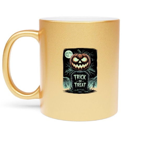 Halloween Horror Scary Thriller Trick Or Treat Metallic Mugs