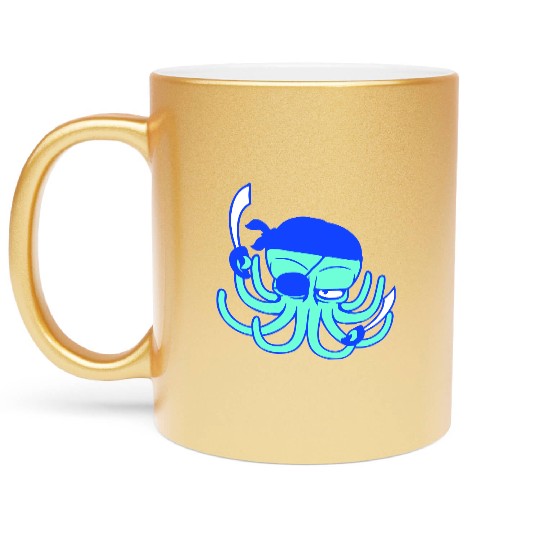 Octopus pirate crew captain sailor buccaneer sail Metallic Mugs