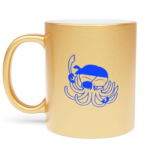 Octopus pirate crew captain sailor buccaneer sail Metallic Mugs