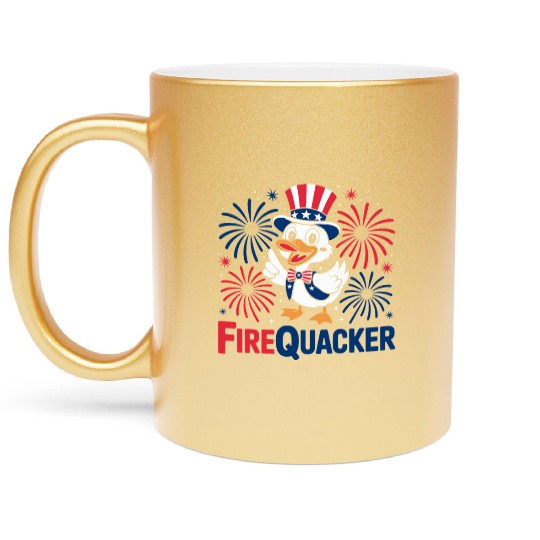Womens Duck Firequacker Patriotic Fourth of July I Metallic Mugs