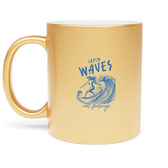 Catch Waves Beach Vacation Metallic Mugs