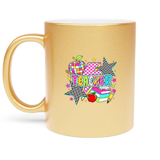 Retro Teacher Preppy Teacher Metallic Mugs