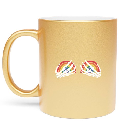 LGBTQ Skeleton Hand Rainbow Metallic Mugs