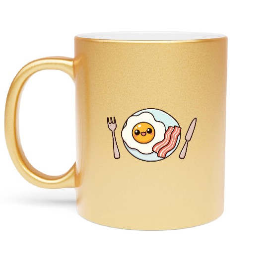 Whimsical Sunny Side Fried Egg Design Metallic Mugs