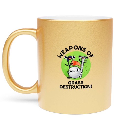 Weapons Of Grass Destruction Funny Golf Pun Metallic Mugs