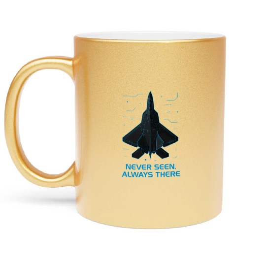 Stealth Fighter Jet Metallic Mugs – Futuristic Military