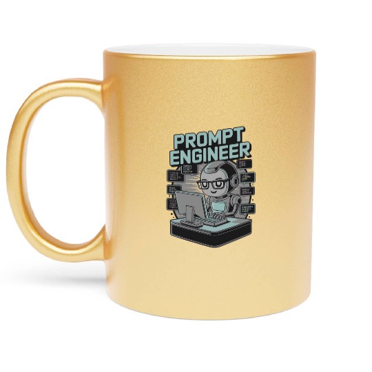 Prompt Engineer AI Robot Programmer Tech Nerd Metallic Mugs