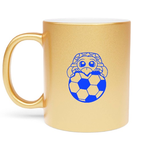 Turtle soccer ball play club fan hobby game fun Metallic Mugs