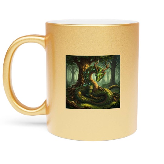 Enchanted Forest Serpent Design Metallic Mugs