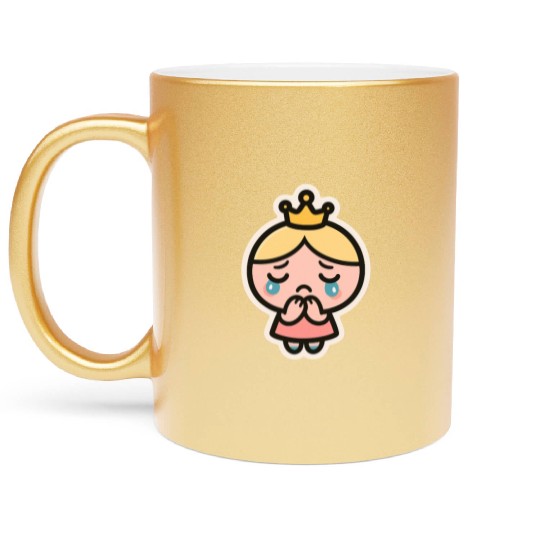 Crying Bubi – Cute Sad Girl Blob Sticker Metallic Mugs