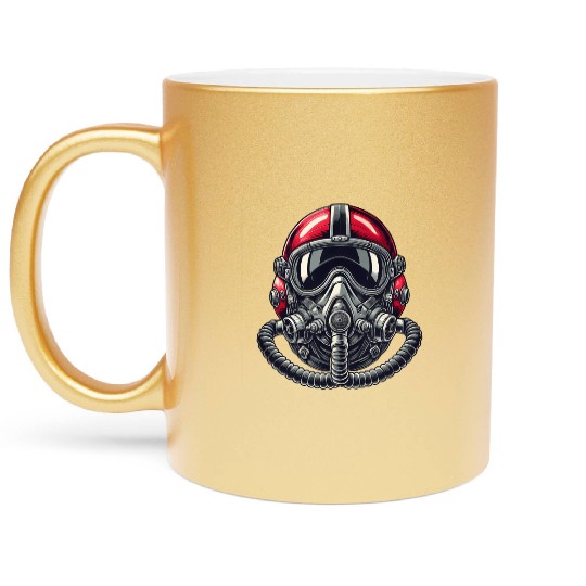 Pilots Helmet Design Metallic Mugs