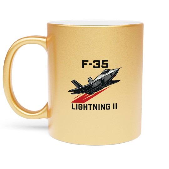 F-35 Lightning II Stealth Fighter Jet Art Metallic Mugs