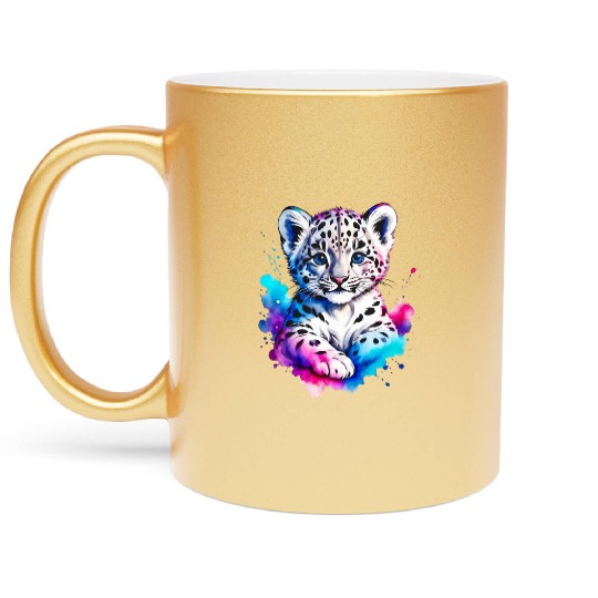 Color Splash Leopard Cub Metallic Mugs