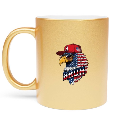 BRUH 4th Of July, Fourth Of July Bald Eagle Metallic Mugs