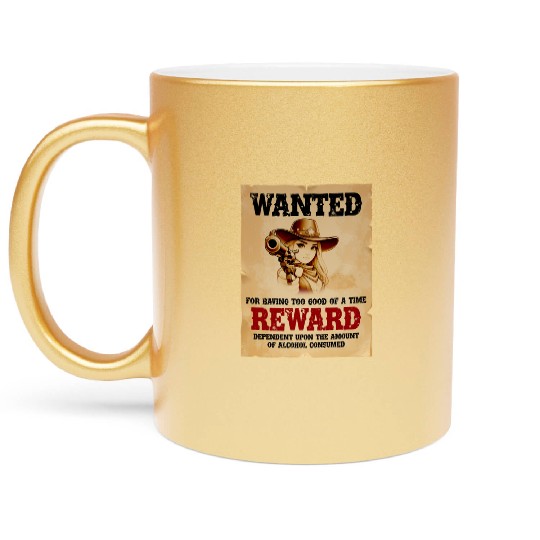 Wanted Cowgirl Reward Poster Metallic Mugs