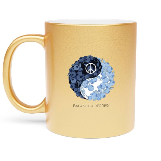 Balance & Berries – Yin Yang Blueberry Peace Desig Metallic Mugs