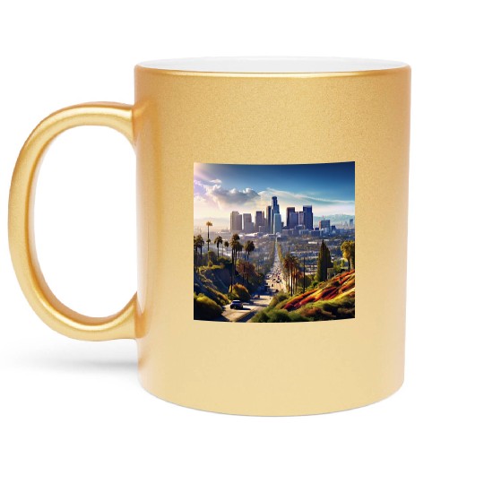 los angeles city. Metallic Mugs