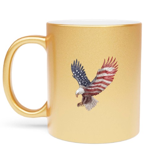 Bald Eagle with the American Flag Forming Wings Metallic Mugs