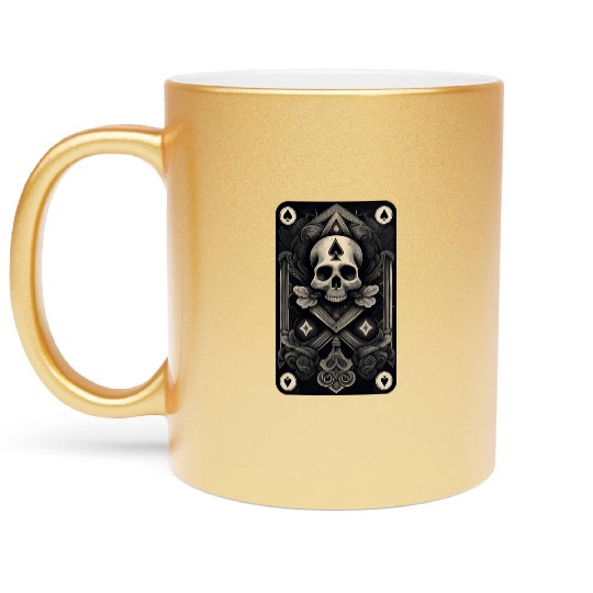 Ace of Spades Skull Design • Gothic Card Art Metallic Mugs