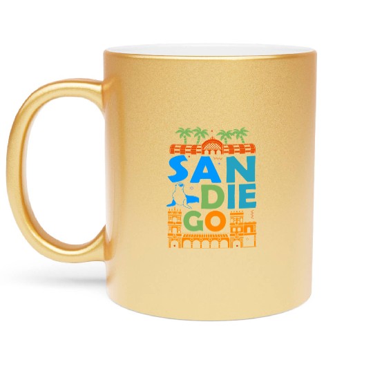 San Diego California Souvenir Men Women San Diego Metallic Mugs