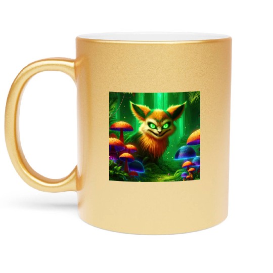 Demon Fox in Enchanted Forest – Fantasy Creature Metallic Mugs