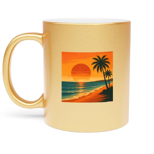 Retro vintage sunset Metallic Mugs