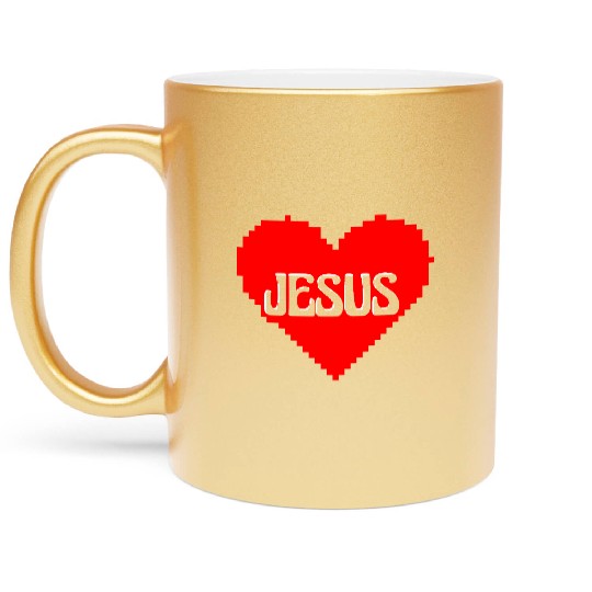 I LOVE JESUS PIXEL ART Metallic Mugs