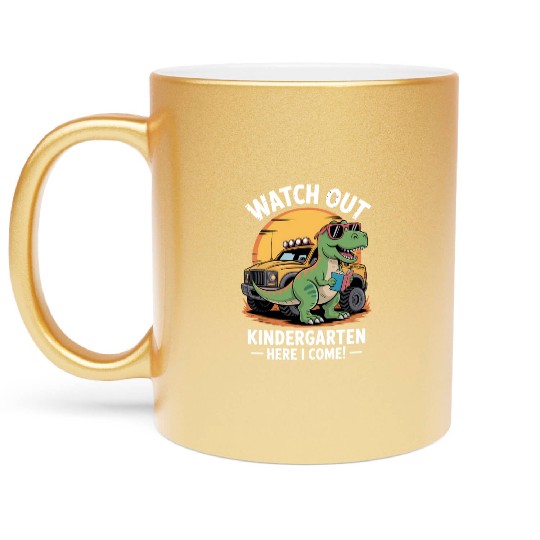 Back To School T Rex Monster Truck Kindergarten Metallic Mugs