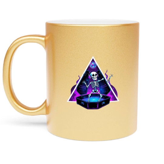 Neon Dancing Skeleton in Coffin Metallic Mugs