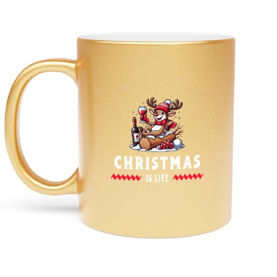 Reindeer With Wine - Christmas Vibes Metallic Mugs