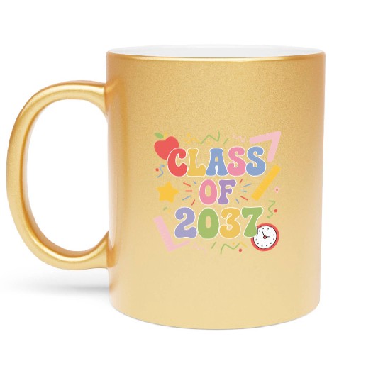 Class of 2037 Grow With Me, Funny back to school Metallic Mugs