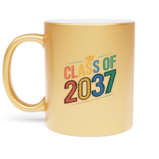 Class of 2037 Grow With Me, Funny back to school Metallic Mugs
