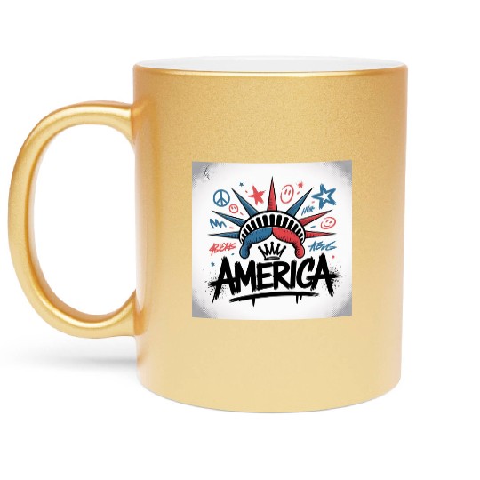 Statue of Liberty USA Graffiti Zero Limit Brand Metallic Mugs