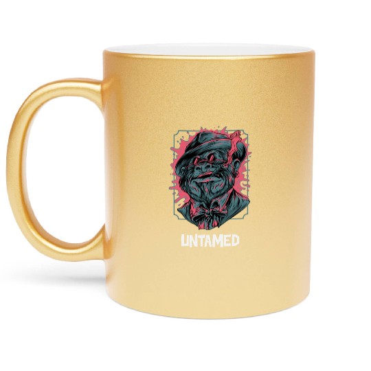 Rebel Gorilla with Cigar and Sunglasses Metallic Mugs