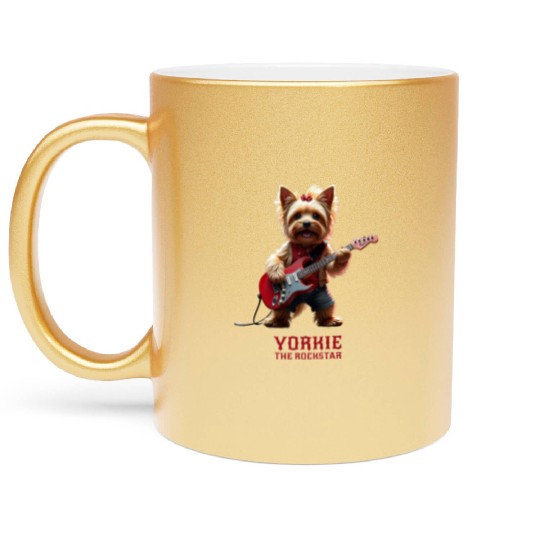 Yorkie the Rockstar Metallic Mugs