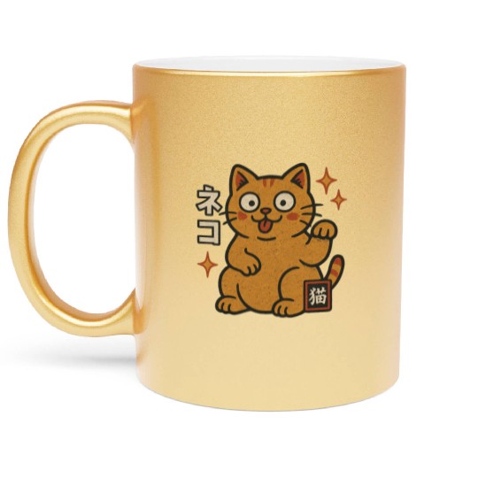 Lucky Cat Japanese Metallic Mugs