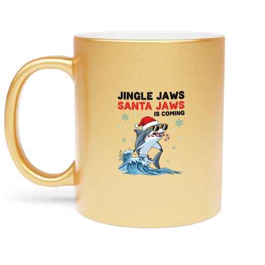 Jingle Jaws – Santa Jaws Is Coming to Town Metallic Mugs