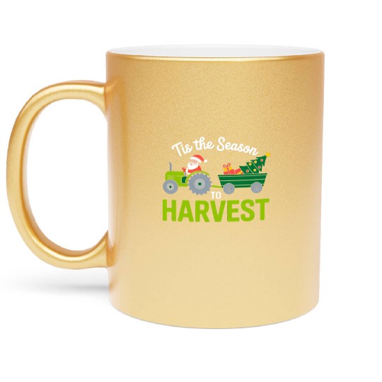 Tis The Season To Harvest Farm Tractor Christmas Metallic Mugs