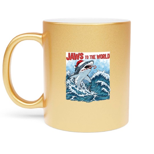 Jaws to the World – Christmastime Shark Attack Metallic Mugs