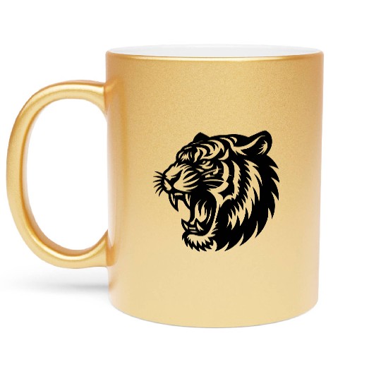 Roaring Tiger Outline Metallic Mugs