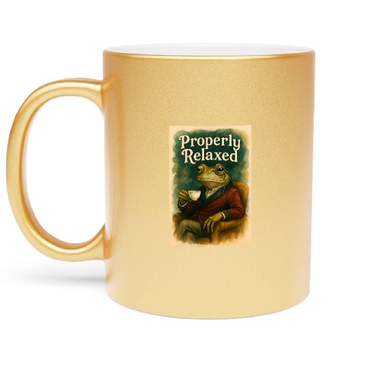 Sophisticated Frog Tea Poster Metallic Mugs