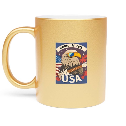 Born in the USA Bald Eagle Rock Guitar Metallic Mugs