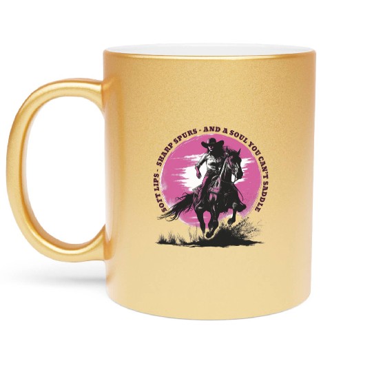 Wild West Cowboy Riding Vintage Design Metallic Mugs