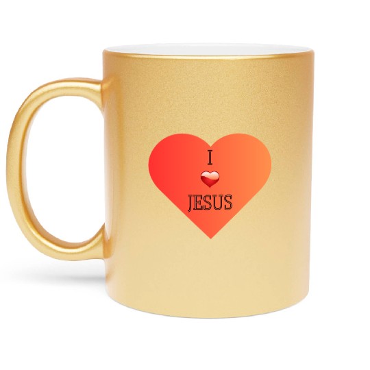 I Love Jesus Heart Design Metallic Mugs