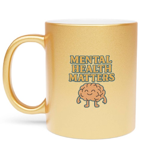 Mental Health Matters Hand-Drawn Illustration Metallic Mugs